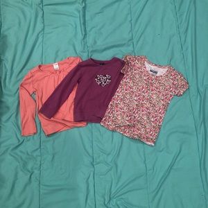 Three 4/5 toddler long sleeve shirts/ t-shirts.